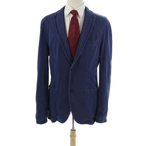 Circolo Mens Blue Collared Blazer Button Long Sleeve Size 52